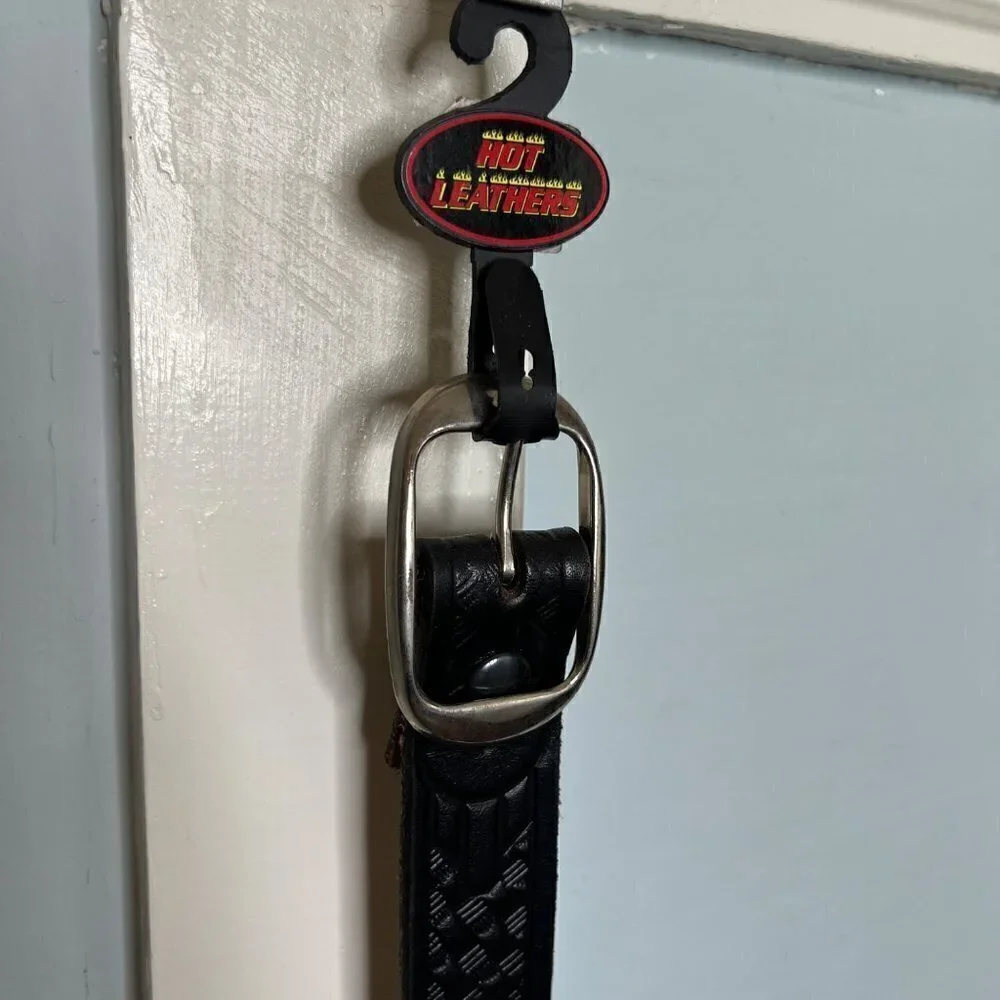 NWT Hot Leathers 44 Mag Studded Black Leather Belt #1